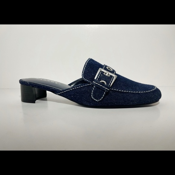 Parade size 9 formal denim royal blue silver buckle low chunk Slip on loafers - Picture 2 of 6